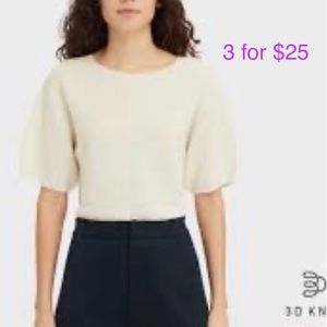 NWT Uniqlo U Off-White Balloon Sleeve Lite Sweater